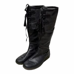 UGG Black and Gray Women's Elsa Tall Waterproof Leather Boots size 8